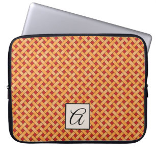 Protection Pour Ordinateur Portable Le rotin jaune tissé sur le rouge personnalisé a