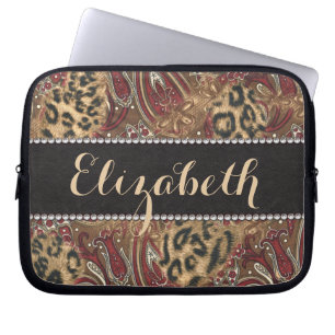 Protection Pour Ordinateur Portable Léopard et copie de motif de Paisley à