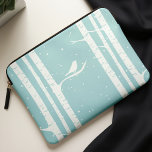 Protection Pour Ordinateur Portable Les bouleaux d'hiver Aqua et les oiseaux<br><div class="desc">Belle illustration vectorielle d'un oiseau perché sur un bouleau. Il peut être personnalisé avec votre nom,  monogramme,  initiales ou tout texte de votre choix pour un look personnalisé complet!</div>