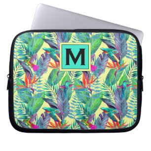 Protection Pour Ordinateur Portable Les colibris d'aquarelle ajoutent votre initiale
