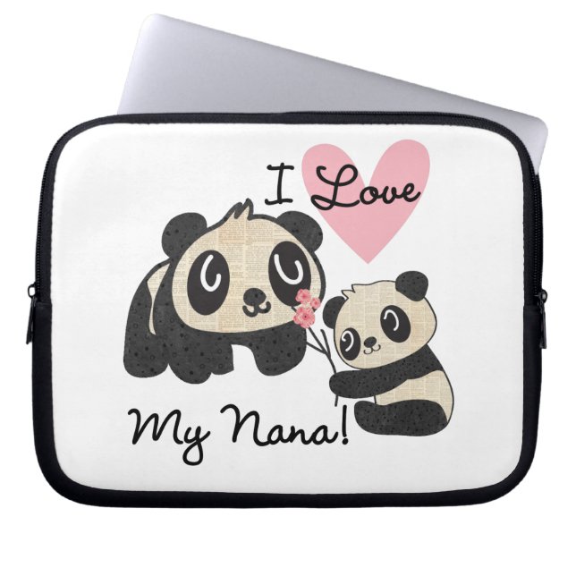 Protection Pour Ordinateur Portable Les pandas I aiment ma Nana (Devant)