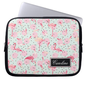 Protection Pour Ordinateur Portable Les plumes de Flamant rose sur le pois ajoutent