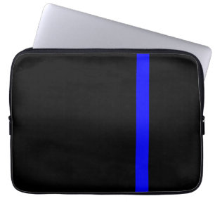 Protection Pour Ordinateur Portable Ligne Bleue Mince Symbolique Noir vertical