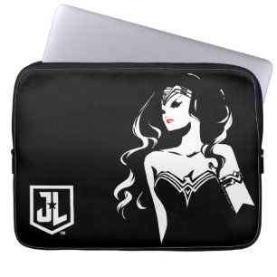 Protection Pour Ordinateur Portable Ligue de Justice   Wonder Woman Noir Pop Art
