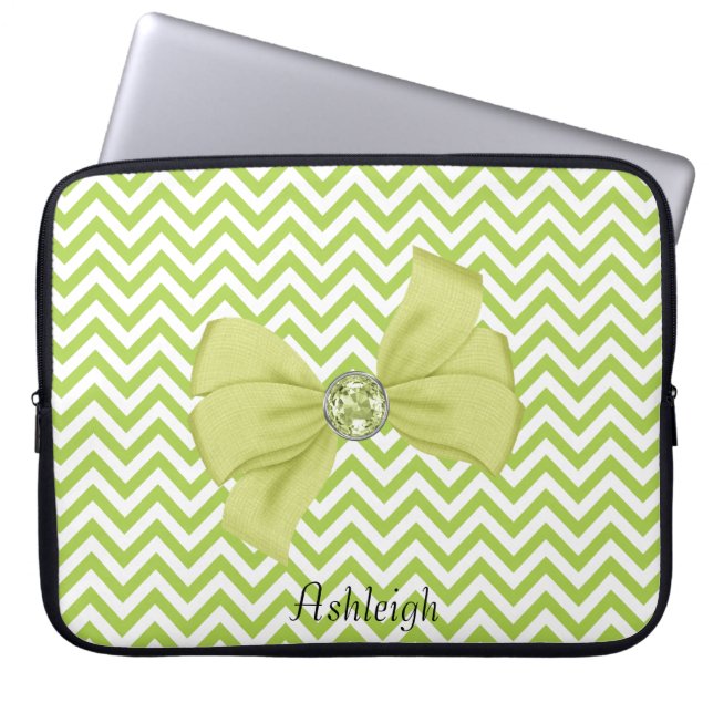 Protection Pour Ordinateur Portable Lime Chevron Stripe (Devant)