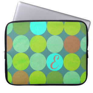 Protection Pour Ordinateur Portable Lime Vert Turquoise Turquoise & Rust Cercles Monog