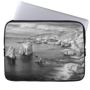 Protection Pour Ordinateur Portable Littoral de la plage en N&B, Californie