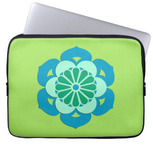 Protection Pour Ordinateur Portable Lotus Flower Mandala, Lime Green et Bleu clair