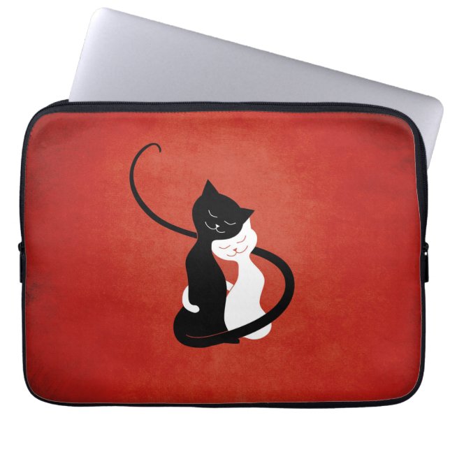 Protection Pour Ordinateur Portable Love Cats mignon rouge (Devant)