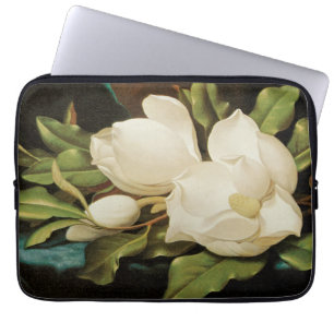 Protection Pour Ordinateur Portable Magnolias géant sur un tissu de velours bleu par M