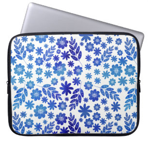 Protection Pour Ordinateur Portable Main bleue de Chine dessinée motif floral