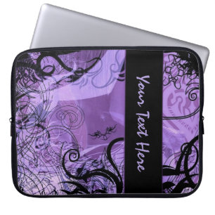Protection Pour Ordinateur Portable Manche Motif de goth noir et violet personnalisé