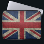 Protection Pour Ordinateur Portable Manche portable Union Jack<br><div class="desc">Le drapeau du Royaume-Uni,  l'Union Jack,  est ici représenté avec un regard de grunge vintage. Décoré de rouge britannique,  blanc et bleu,  il présente un aspect rustique et usé.</div>