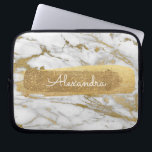 Protection Pour Ordinateur Portable Marbre blanc et or avec huile or et Parties scinti<br><div class="desc">Marbre blanc et or avec huile d'or et Parties scintillant Elégant Monogramme Nom Manche. Cette manche peut être customisée pour inclure votre prénom.</div>