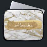 Protection Pour Ordinateur Portable Marbre blanc et or avec huile or et Parties scinti<br><div class="desc">Marbre blanc et or avec huile d'or et Parties scintillant Elégant Monogramme Nom Manche. Cette manche peut être customisée pour inclure votre prénom.</div>