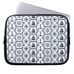Protection Pour Ordinateur Portable Maritime En Motif Bleu