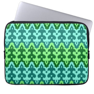 Protection Pour Ordinateur Portable Marocaine Ikat Damask, Turquoise & Jade Green
