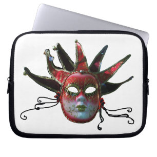 Protection Pour Ordinateur Portable MASQUE JESTER ROUGE NOIR, Fête Mascarade