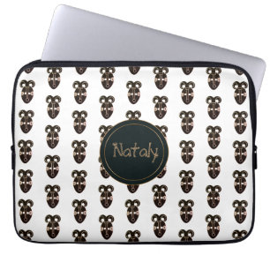 Protection Pour Ordinateur Portable masque tribal africain ethnique. monogramme. nom