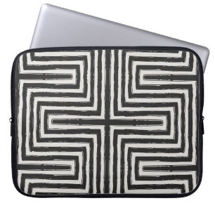 Protection Pour Ordinateur Portable Mazout noir imprimé noir blanc cuir look