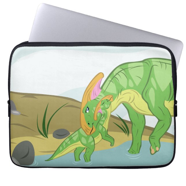 Protection Pour Ordinateur Portable Mère et bébé parasaurolophus (Devant)