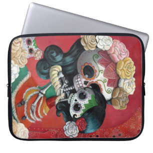Protection Pour Ordinateur Portable Mère et fille de Dia de Los Muertos Skeletons
