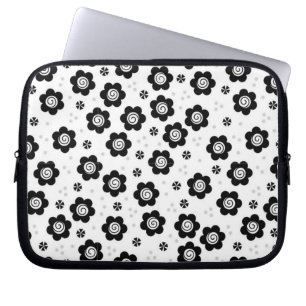 Protection Pour Ordinateur Portable Mignonne fleurs blanches noires Portable