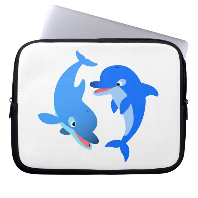 Protection Pour Ordinateur Portable Mignonne Jouer Dauphins Cartoon Portable Sleeve (Devant)