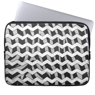 Protection Pour Ordinateur Portable Modèle Chevron noir et gris Zebra