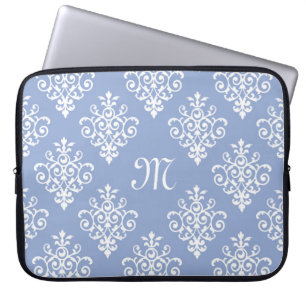 Protection Pour Ordinateur Portable Modèle Fille Lavande Damas Avec Joli Monogramme