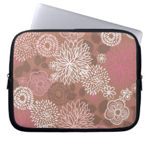 Protection Pour Ordinateur Portable Modèle floral Brown et rose