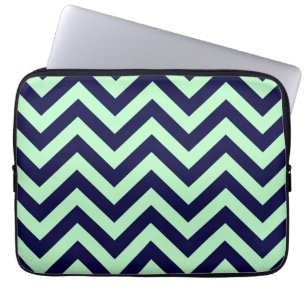 Protection Pour Ordinateur Portable Monnaie, bleu marine Grand Chevron ZigZag Motif