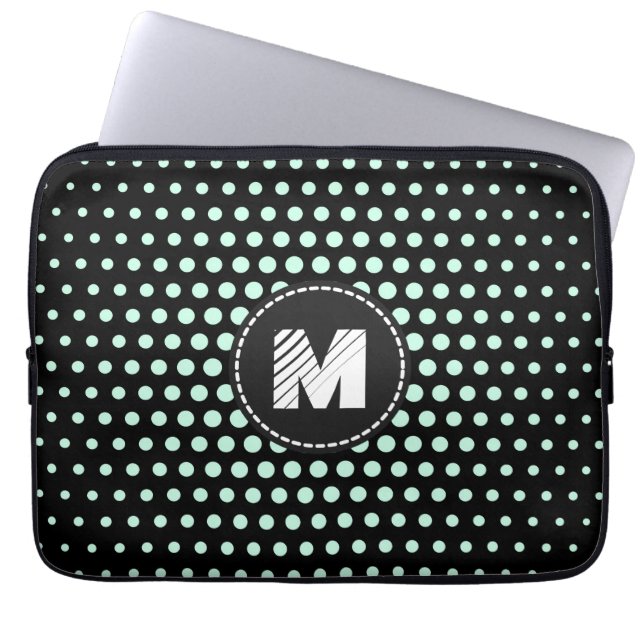 Protection Pour Ordinateur Portable Monogram Aero bleu Techno Dots Moderne (Devant)