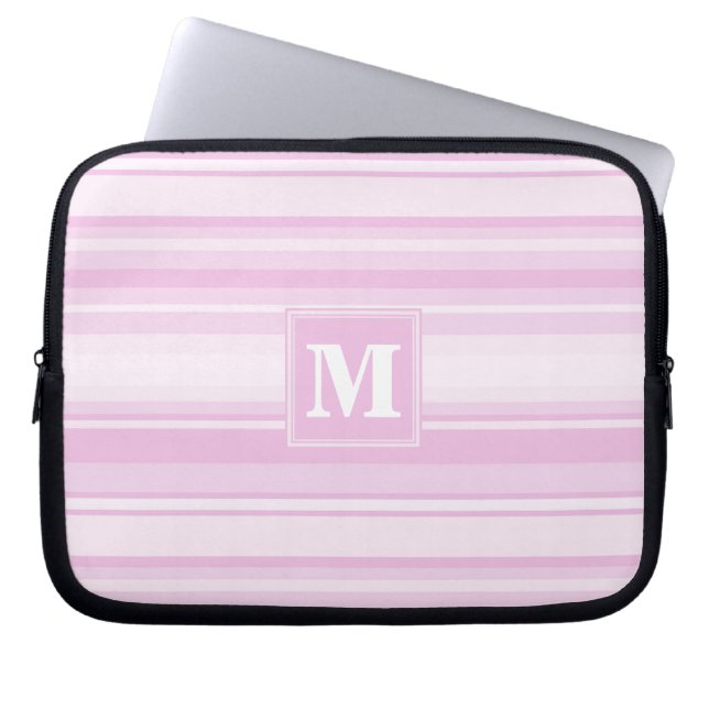 Protection Pour Ordinateur Portable Monogram baby pink stripes (Devant)