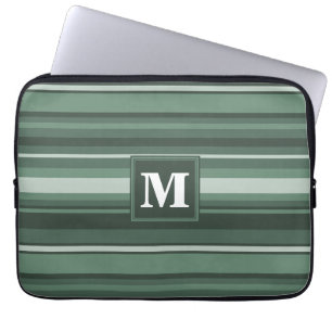 Protection Pour Ordinateur Portable Monogram sage green stripes