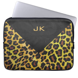 Protection Pour Ordinateur Portable Monogramme avec léopard Brown et jaune