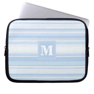 Protection Pour Ordinateur Portable Monogramme Bleu rayures