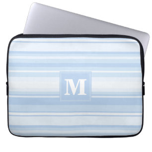 Protection Pour Ordinateur Portable Monogramme Bleu rayures