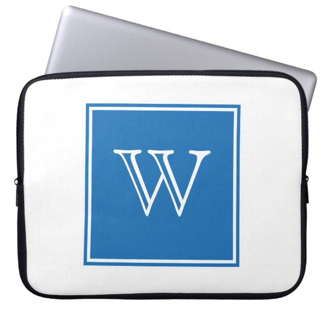 Protection Pour Ordinateur Portable Monogramme Carré bleu (Devant)