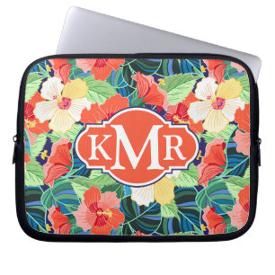 Protection Pour Ordinateur Portable Monogramme coloré du motif de ketmie