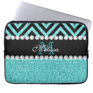 PROTECTION POUR ORDINATEUR PORTABLE MONOGRAMME DE CHEVRON DE NOIR DE PARTIES