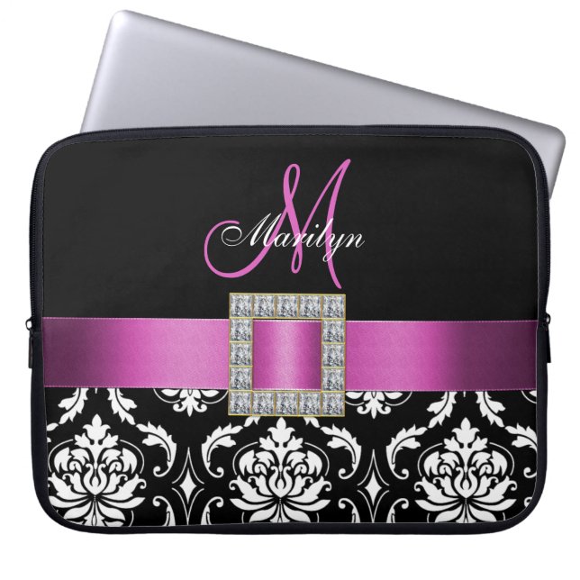 PROTECTION POUR ORDINATEUR PORTABLE MONOGRAMME DE DOMMASQUES NOIRS (Devant)