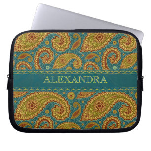Protection Pour Ordinateur Portable Monogramme de ver Motif de Paisley Retro