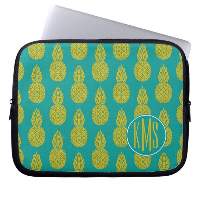 Protection Pour Ordinateur Portable Monogramme du fruit tropical | d'ananas (Devant)