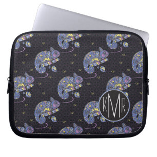 Protection Pour Ordinateur Portable Monogramme du lézard de Zentangle