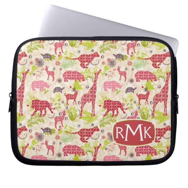 Protection Pour Ordinateur Portable Monogramme du paradis | de jungle (Devant)