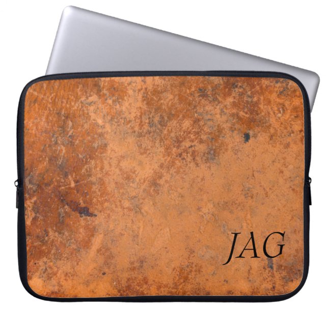 Protection Pour Ordinateur Portable Monogramme en cuir de grunge (Devant)