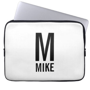 Protection Pour Ordinateur Portable Monogramme et nom personnalisés modernes