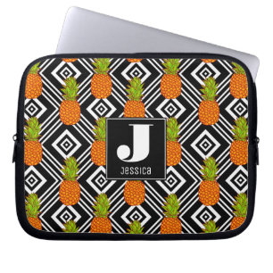 Protection Pour Ordinateur Portable Monogramme géométrique des ananas  