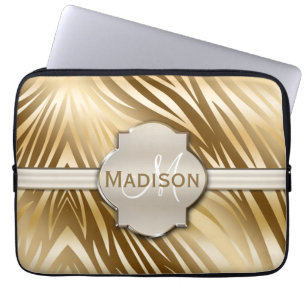 Protection Pour Ordinateur Portable Monogramme Gold Zebra Motif d'impression